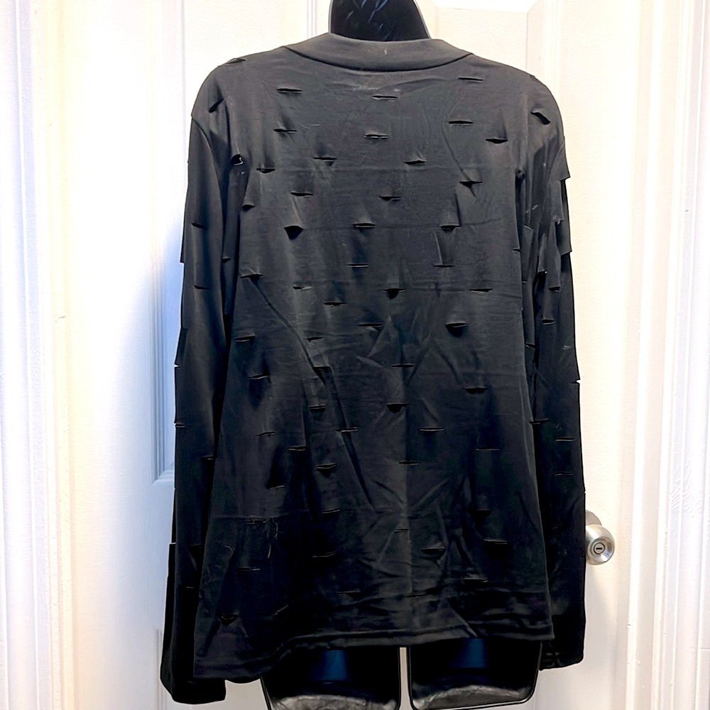 NWOT 💋 BLACK & SILVER RIVET EMBELLISHED V-NECK CUT-OUT GRUNGE PUNK TOP Women XXL - Picture 6 of 8